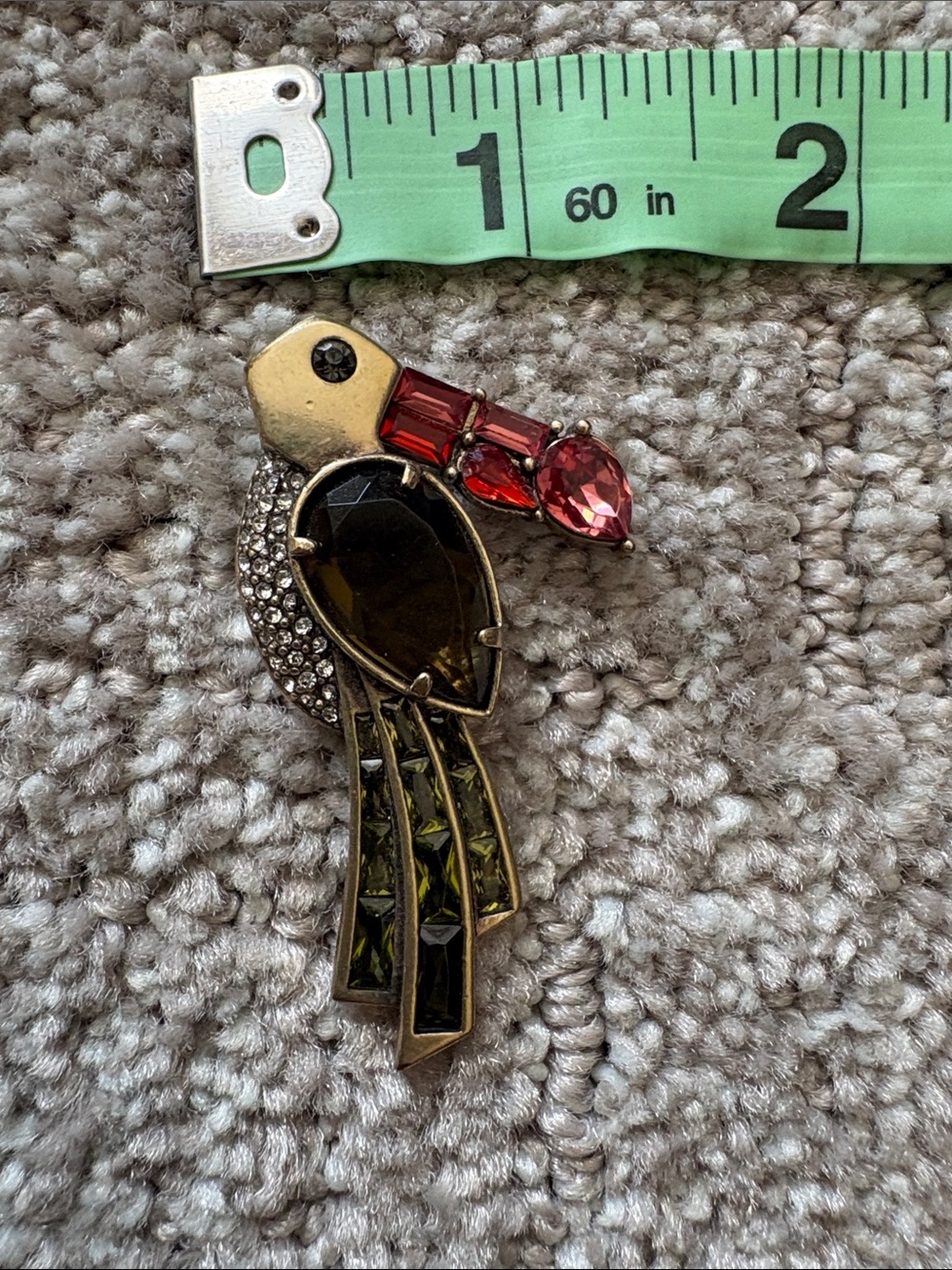 Banana Republic Parrot Brooch with Pink and Olive Stones - Picture 9 of 9
